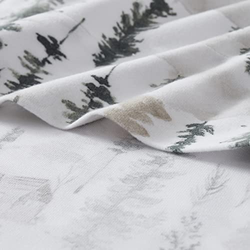 Flannel Sheets Warm and Cozy Deep Pocket Breathable All Season Bedding Set with Fitted, Flat and Pillowcases, Queen, Winter Cabin Lodge