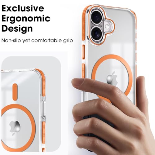 Image of MINTZZ ️ for iPhone 16 Case, Compatible with MagSafe, Military-Grade Protection, Yellowing Resistant, Scratch-Resistant TPU Back, Magnetic Phone Case for iPhone 16 Orange