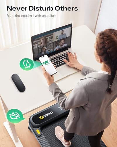Image of Smart Treadmill with 9% Auto Incline, Hiking and Running Walking Pad Treadmills for Home Office, Treadmill with UREVO APP, AI Powered Music Course, HIIT Programs Synced to Scenic Route, One-Click Mute