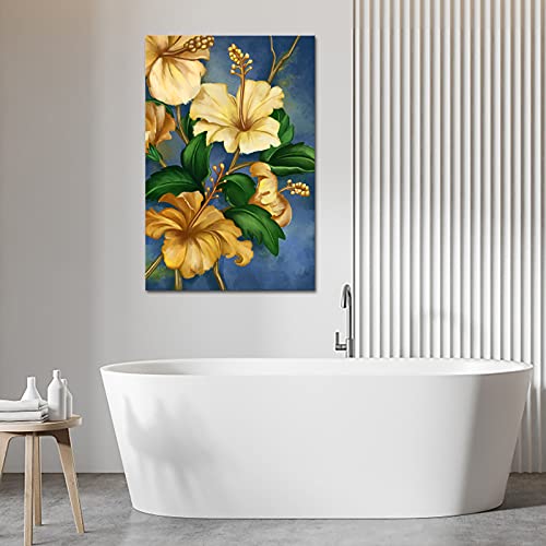 Conipit Tropical Flower Canvas Wall Art Hawaii Hibiscus Painting Yellow Floral Artwork Modern Home Decor 24X36 Inch #TOP4