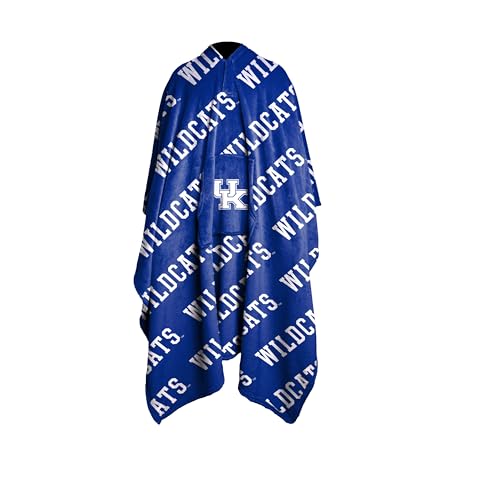 Logo Brands NCAA Kentucky Wildcats Wearable Throw Blanket – Oversized Plush Fleece Wrap with Front Pocket | Officially Licensed Design | Cozy Game Day & Stadium Cover-Up