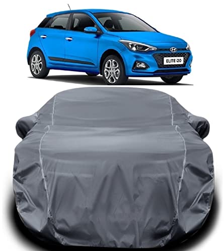 Image of Elite I20 Car Cover /Elite I20 Body Cover /Elite I20 Car Cover Waterproof /Elite I20 Cover with Triple Stitched Fully Elastic Ultra Surface Body Protection (Grey Look)