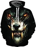 Ocean Plus Hombre 3D Sudaderas Suéter de Lobo Colorido Sudadera con Capucha Cráneo (S/M...
