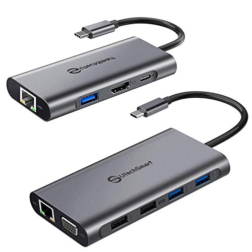 USB C Hub, UtechSmart 11 in 1 Triple Display USB Type C Adapter Docking Station, 6 in 1 USB C to HDMI Adapter