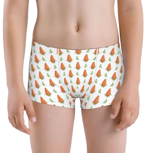 Boys' Cotton Boxer Brief Soft Underwear-Cute Carrot Print
