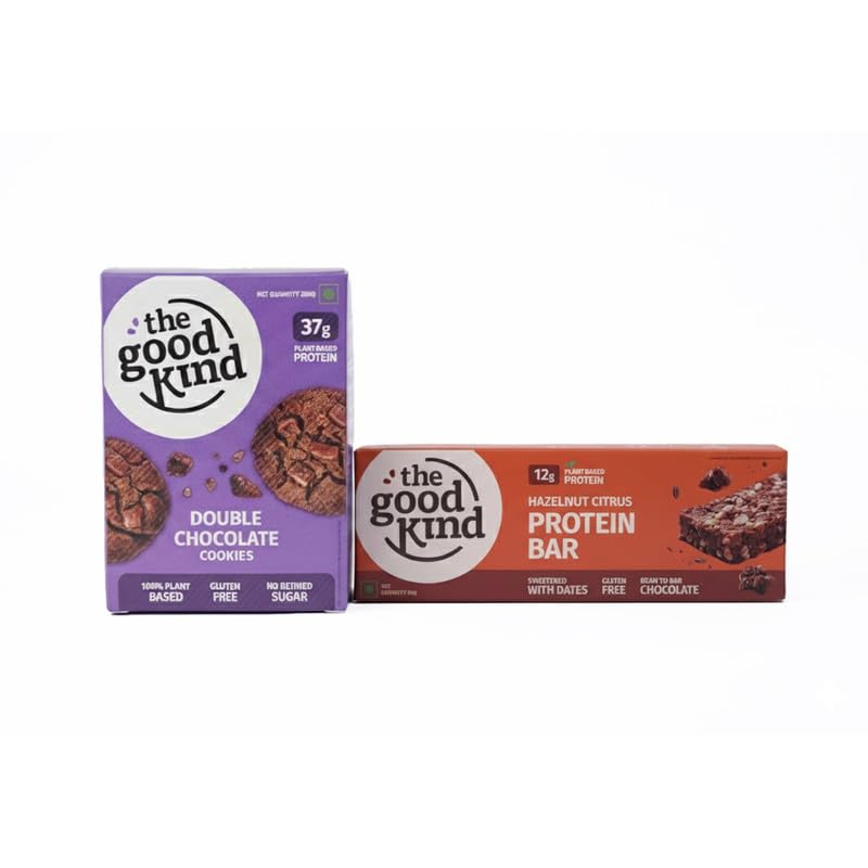 Image of The Good Kind Double Chocolate Cookies (1 Pack) & Hazelnut Citrus Protein Bar (2 Pack), Plant Based Cookies & Bar, Perfect for Snacking, Gluten Free, Palm Oil free & Vegan (Combo Pack of 3)