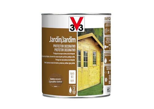 Protector de madera V33 para terrazas de roble oscuro mate en jardín 2