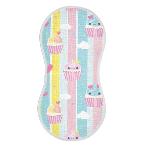 Cupcakes Spoons Cartoon Cotton Baby Muslin Burp Cloths Soft and Absorbent Feeding Cloth for Set of 2, 22x11in2