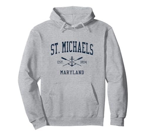 St. Michaels MD Vintage Navy - Anclaje para barco y remos cruzados Sudadera con Capucha