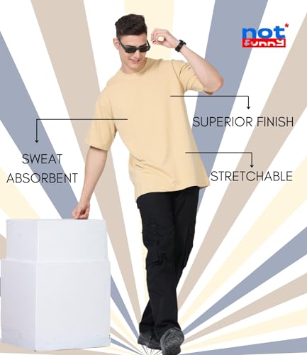 Image of Not Funny 280 GSM Pure Organic Cotton Oversized t Shirts for Men | Drop Shoulder Tshirt for Men & Boys (Available in Black, Blue, Beige,Orange & White)