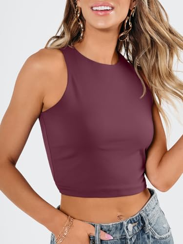 Image of EFAN Womens Sexy Sleeveless Double Lined Crop Tops Workout Cute Tight Racerback Tank Tops Summer Clothes Teen Girls 2025