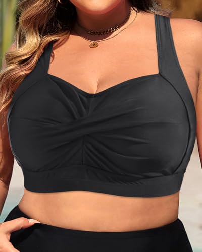 Daci Women Plus Size Push up Bikini Top Only Full Coverage Swimsuit Tops Twist Front Bathing Suit Bra for Large Bust3