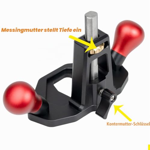 Foto von Handfräshobel, Handhobe Router Flugzeug Grundhobel Holzbearbeitungswerkzeug Handfräshobel Tragbarer Handhobel mit Hochwertiges Edelstahl für Holz Einstellbar Tiefe