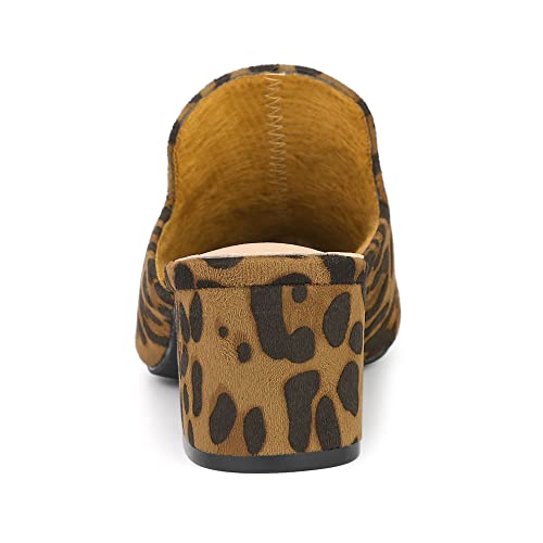 Allegra K Allegra K Women's Slip on Pointed Toe Chunky Heels Leopard Slide Mules 11 M US