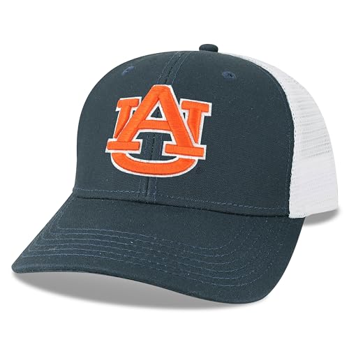 Legacy NCAA Officially Licensed Baseball Hat, Auburn Tigers, Lightweight Cap for Men & Women, Mid-Pro Snapback Adjustable (MPS), Navy/White Trucker, One Size Fits Most, Snapback Closure