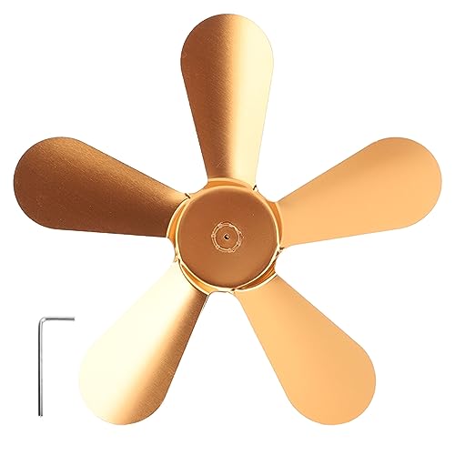 TOPINCN Aspa de Ventilador de Estufa de Metal, Reemplazo de Ventilador de Estufa Accionado por Calor de Aleación de Aluminio de 5 Aspas, Potenciador Ligero de Circulación de Calefacción