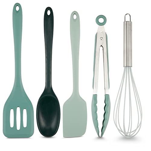 5 Piece Silicone Utensils Set (Green, Regular) #TOP24