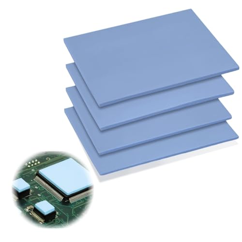 4 Packs 13W/m.K Thermal Pads 2mm×100 x 100mm Non Conductive High Temperature Heat Resistant Silicone Grease Thermal Pads with Dual Self-Adhesive for PC laptop heatsink CPU GPU LED SSD IC SMD Cooler