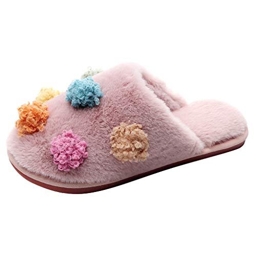 Womens Memory Foam Slippers, Slip on House Slippers for Women Indoor Outdoor, Women's Bedroom Slippers Non-Slip Hard Sole, Warm Soft Flannel Lining Woman Slippers (8-8.5)