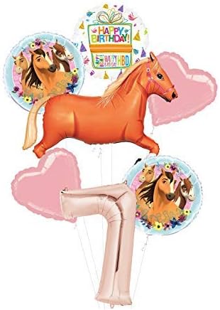 Spirit Riding Free Party Supplies 7th Birthday Tan Horse Balloon Bouquet Decorations