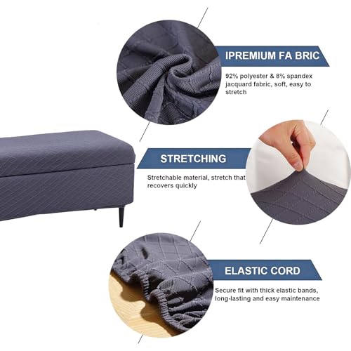 Image of FUANGUI Ottoman Cover Stretch Storage Ottoman Bench Slipcover Printed Folding Storage Bench Ottoman Cover Footrest Stool Slipcover Footstool Protector Cover with Elastic Bottom, Large