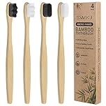 4 Pcs Soft Bamboo Micro-Nano Toothbrushes, Extra Soft Toothbrush with 20000 Bristles Designed for ​Sensitive Gums Kids Adults (White and Grey Bristles)