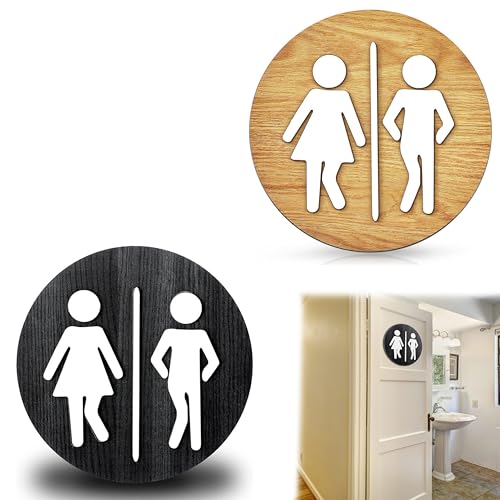 Señal Adhesiva WC Mujer & Hombre - Aluminio Señalización De Baños - Señal Aseos - Signo Baño - Cartel adhesivo WC Mujer & Hombre
