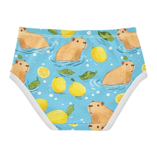 Wusikd Capybaras Swimming Girls' Underwear Cotton Lemon Girls Briefs Soft Toddler Underwear 2T2