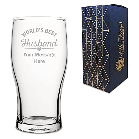 Personalised Engraved Pint Glass for Husband Cover