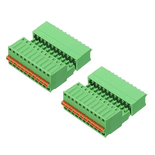 sourcing map 2set 2.5mm 0.1" Pitch PCB Terminal Block Connector 11 Pin Straight Pin Male Female Pluggable Quick PCB Wiring Terminals for 27-20AWG Cable Mechanical Equipment, Green