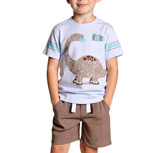 Image of Little Bitty Toddler Boy Clothes Boys Summer Outfits Cotton Short Sleeve T-Shirt & Shorts Set 2-7Yrs