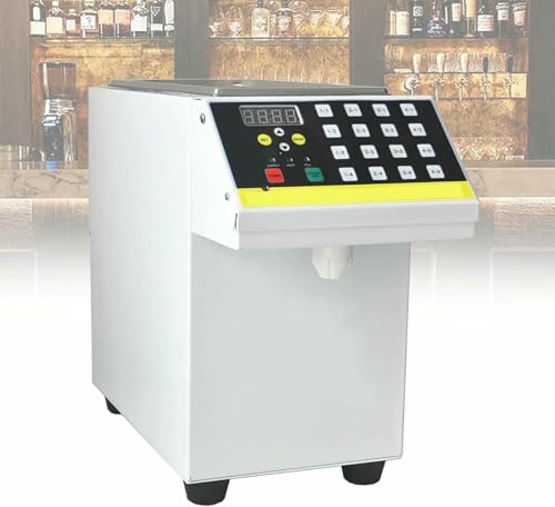 XZHWSZD Dispensador automático de fructosa de 350 W, dosificador de Jarabe de Acero Inoxidable de 8,5 L con función de autolimpieza y 16 configuraciones de Memoria para llenado de Leche y zumos.