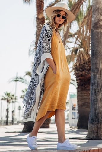 Image of Breezy Lane Women's Kimono Cardigan Summer Swimsuit Coverups Beach Cover Up with Floral Print for Vacation