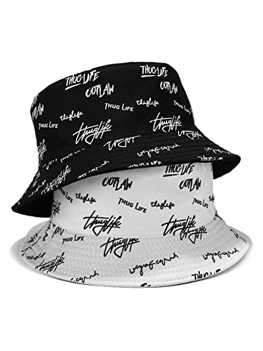 Image of Packable Reversible Printed Bucket Hat Unisex for Men Women Beach Fisherman Cap