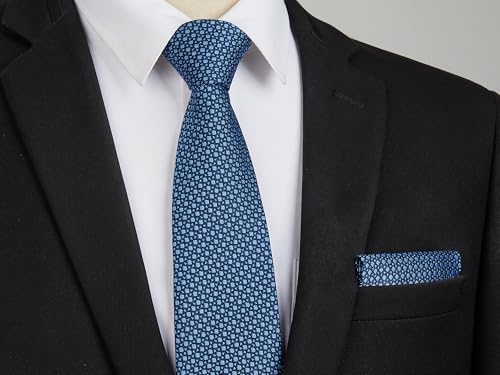 Image of HISDERN Polka Dot Ties for Men Classic Silk Ties and Pocket Square Formal Business Necktie Handkerchief Wedding Party