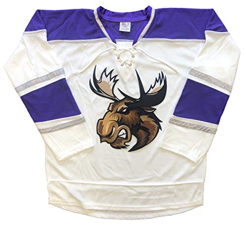 Moose Hockey Jerseys - We are Ready to Customize with Your Name and Number (White, Adult L)