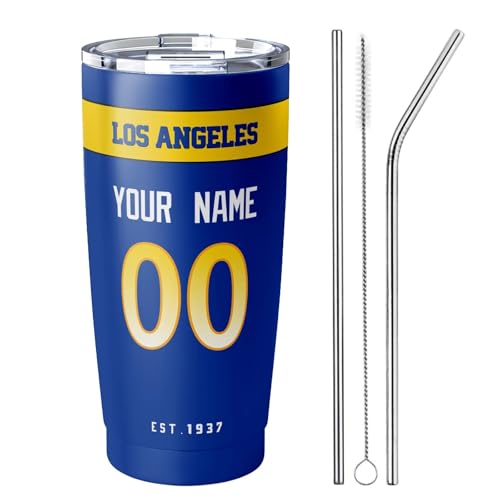 Image of ANTKING Los Angeles R Tumbler 20 oz Travel Coffee Cup Custom Name Number for Men Women Boy Gifts