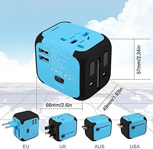 Adaptador de Corriente Universal en Todo el Mundo con Puertos de Carga USB Adaptador de Corriente Internacional Enchufe de Viaje para EU UK Us Au