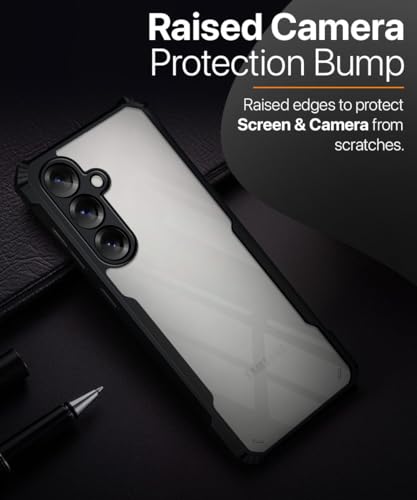 Image of WOW IMAGINE Shock Proof Clear Protective Back Case for Samsung Galaxy S25 5G - AirEDGE Technology | 360 Degree Camera Protection | Transparent Hybrid Back Case Mobile Cover - Black