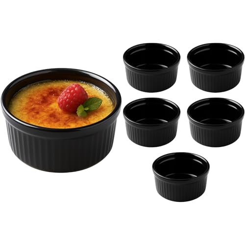 GenWare Porcelain Ramekins 9.5cm Black, SPS9-BL, Pack of 6