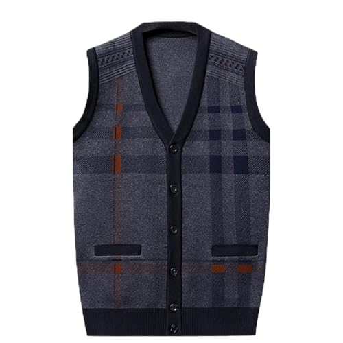 Men's Wool Blended Sweater Vest V Neck Casual Sleeveless Pullover Relaxed Fit Striped Cable Knit Sweater Vest