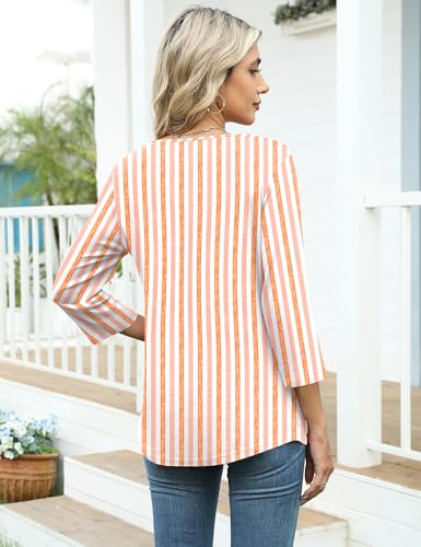 Image of LOMON Womens 3 /4 Length Sleeve T Shirts Asymmetrical Neck Tops Business Blouses for Women Fashion 2026