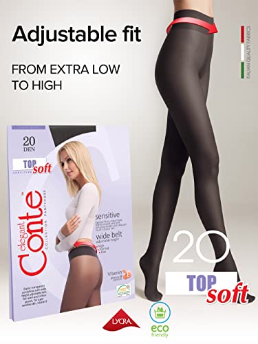 Conte Tights for Sensitive Skin Sheer to Waist Hipster Low-Rise Pantyhose with Adjustable Belt, Top Soft 20 Den2