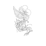 kobench Temporary Tattoos,Standing Phoenix With Wings Spread - K127 Design,Waterproof,Easy-to-Apply,Long Lasting 1-2 Weeks, Plant-Based,Phoenix Tattoos