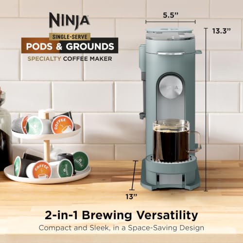 Ninja Pods & Grounds Coffee Maker, K-Cup Compatible, Sage Green, PB051SG - image 2