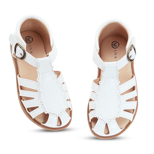 SKABIU Toddler Girls Sandals White US 6 Princess Flat Shoes