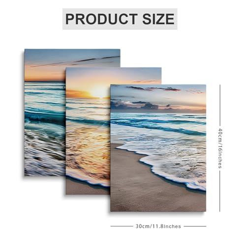 Sunset Beach Canvas Wall Art for Living Room Modern Artwork Nature Blue Sea Landscape Bathroom Pictures Bedroom Wall Family Prints Paintings Wall Decorations Hallway Kitchen Office - Image 2