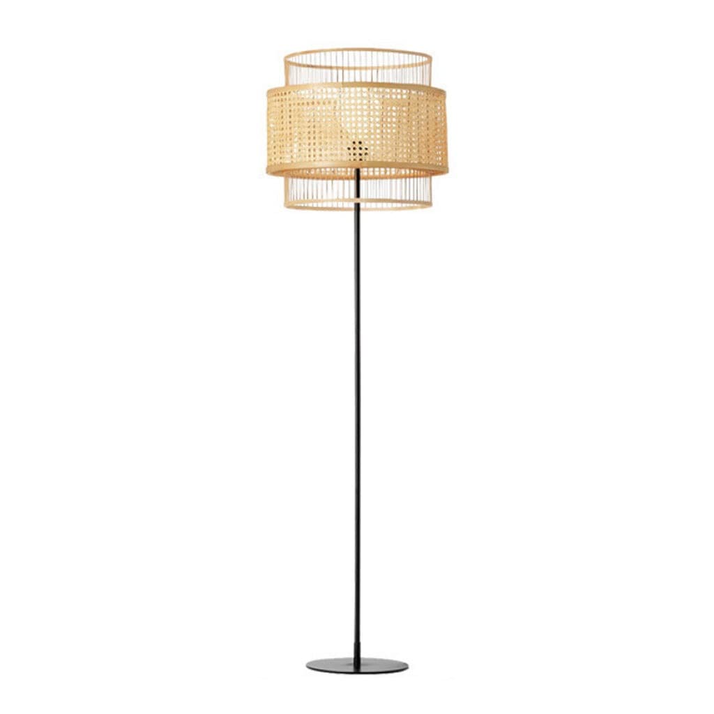 AZHKJKZH Floor Standing Lamp Nordic Iron Floor Lamp with Handmade Bamboo Weaving Lampshade Light for Bedroom Living Room Study Standing Living Room