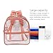 equlup Clear Backpack, PVC Transparent Backpack Portable PVC Zipper Design High Capacity Clear Back Pack Storage Bag for Outdoors Hiking Travel Shopping (Pink)