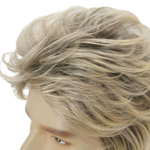 Image of Swiking Mens Mullet Wig Blonde and Dark Foot Retro 70s 80s Disco Rocker Curly Punk Fancy Party Halloween Cosplay Costume Full Wigs (Black and Blonde)